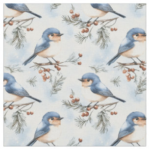 Blue Birds on Branches Fabric