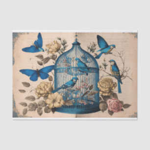 Blue Birds Paradise Birdcage butterflies decoupage Tissue Paper
