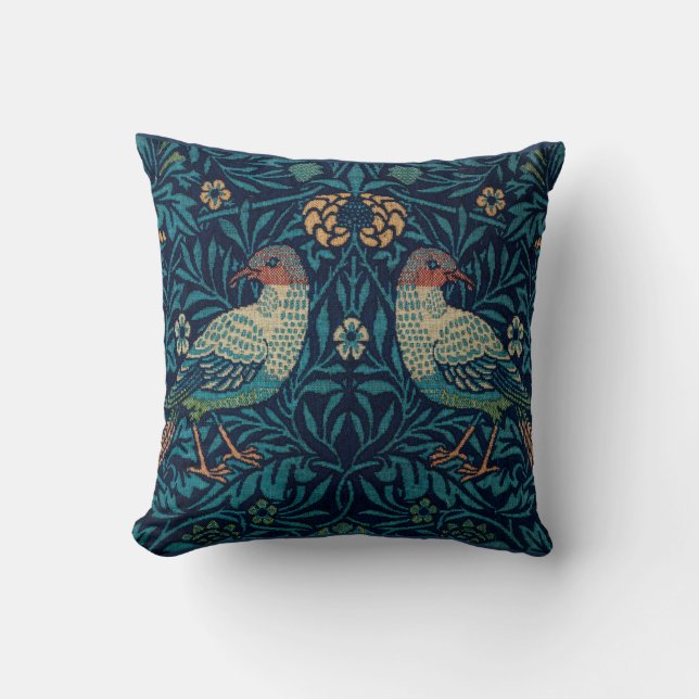 Blue Birds Pattern by William Morris Cushion (Front)