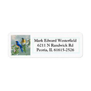blue birds return address label