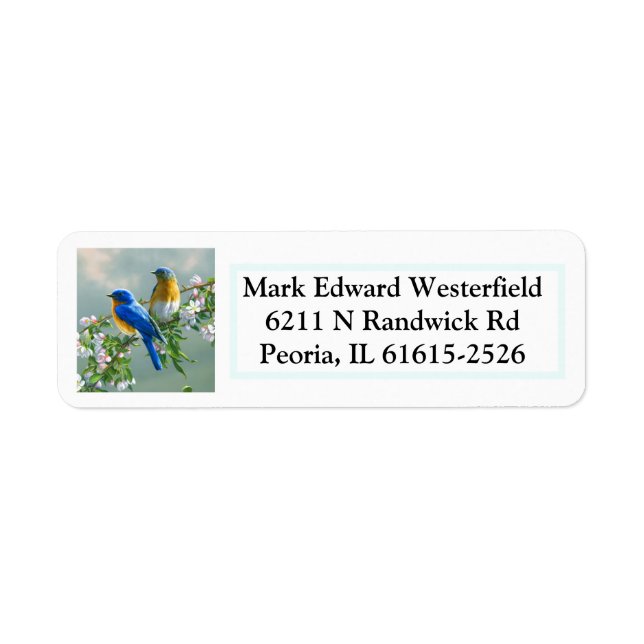 blue birds return address label (Front)