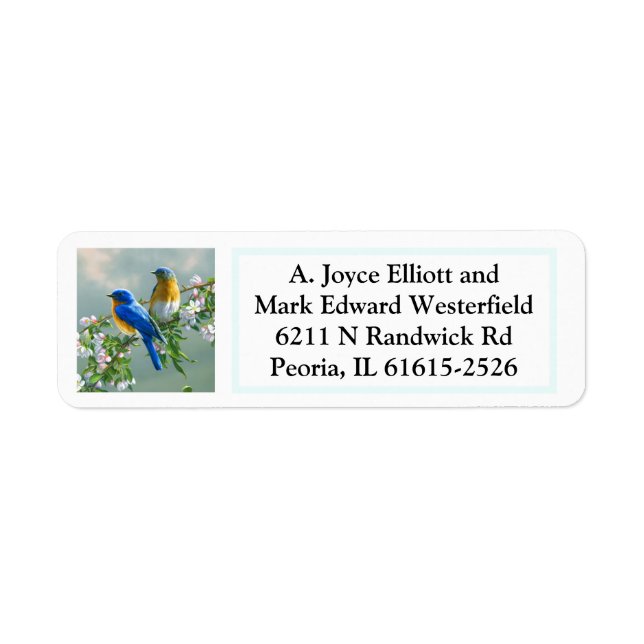 blue birds return address label (Front)