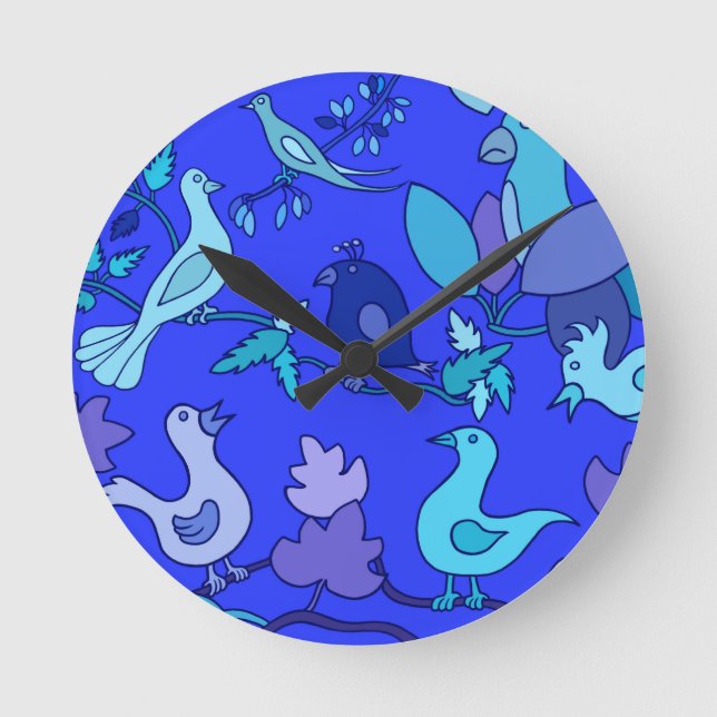 Blue Birds Round Clock (Front)