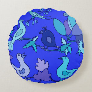 Blue Birds Round Cushion