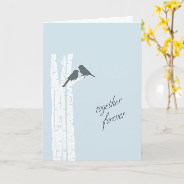 Blue Birds Together Forever  Card (Yellow Flower)