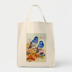 Blue birds tote bag