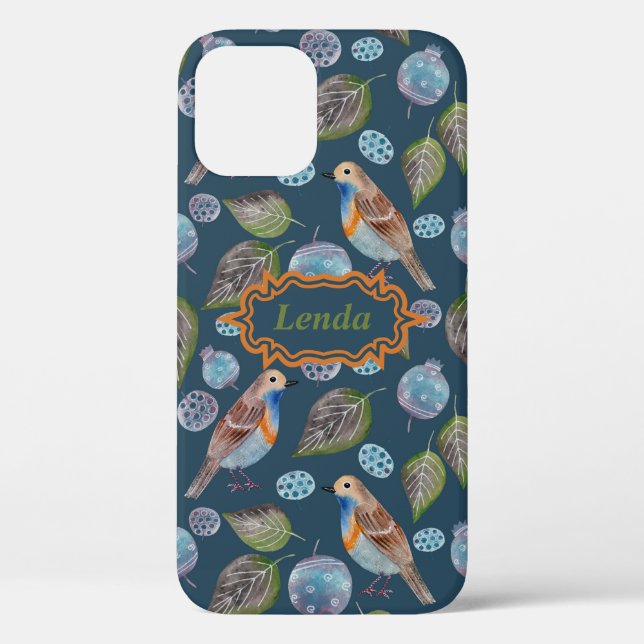 Blue Birds Watercolor Pattern Case-Mate iPhone Case (Back)