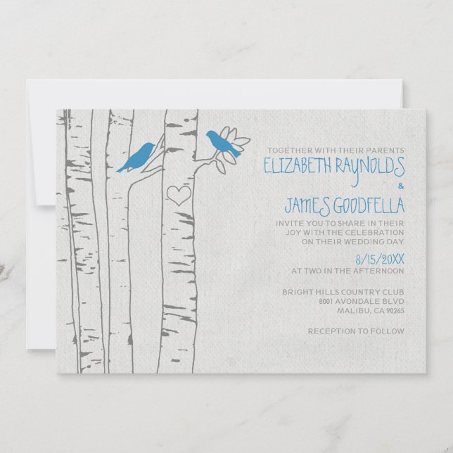 Blue Birds Wedding Invitations (Front)