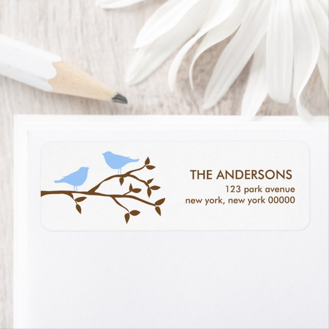 Blue Birds Wedding Return Address Label (Insitu)