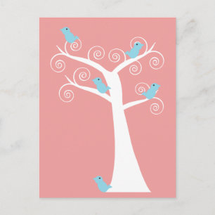 Blue Birds Whimsical Nature Tree Postcard