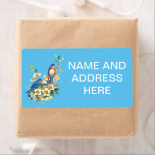 blue birds with flowers shipping labels