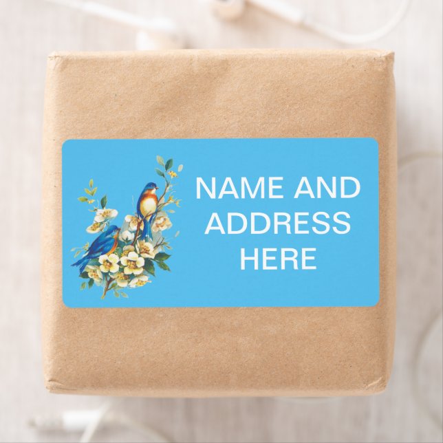 blue birds with flowers shipping labels (Insitu)
