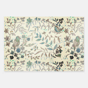 Blue birds wrapping paper sheet