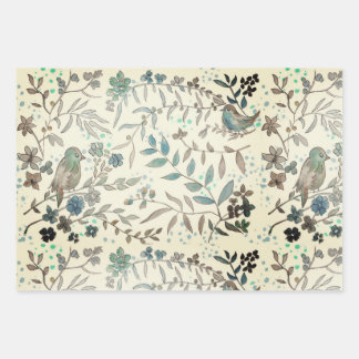 Blue birds wrapping paper sheet