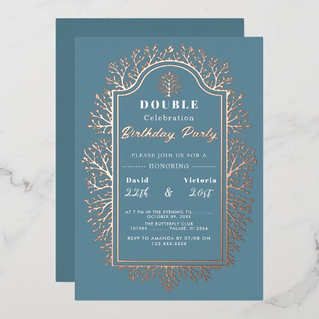 Blue Birth.. Double Celebration Foil Holiday Card (Front/Back)