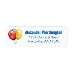 Blue Birthday Balloons Address Return Address Label