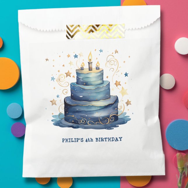 Blue Birthday cake birthday Favour Bag (Creator Uploaded)