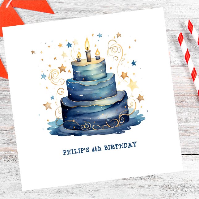 Blue Birthday cake birthday Napkin (Creator Uploaded)