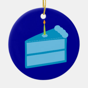 Blue Birthday Cake Ceramic Ornament