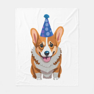 Blue Birthday Corgi Classic T-Shirt Fleece Blanket