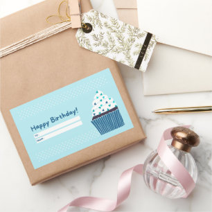 Blue Birthday Cupcake Rectangular Sticker