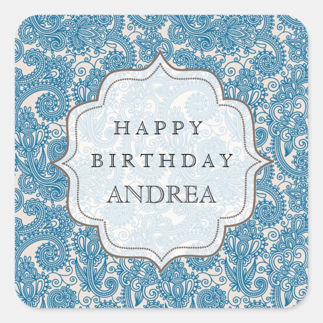 Blue Birthday Dessert Table Gift Tag Label (Front)