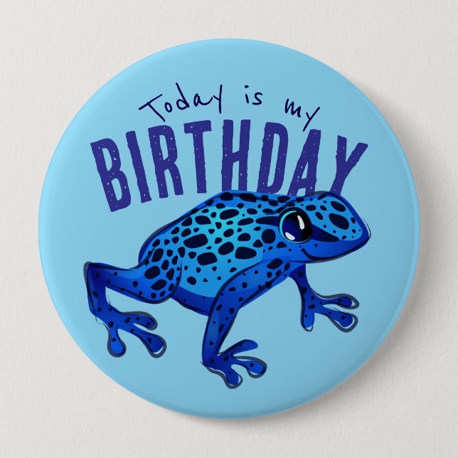 Blue Birthday Frog 10 Cm Round Badge (Front)