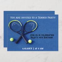 Blue Birthday Party Rackets and Balls Tennis