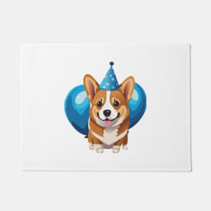 Blue Birthday Puppy Classic T-Shirt (1) Doormat