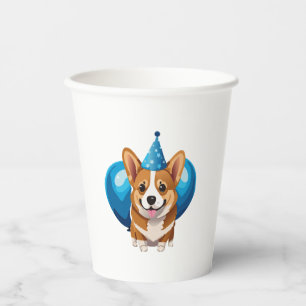 Blue Birthday Puppy Classic T-Shirt (1) Paper Cups