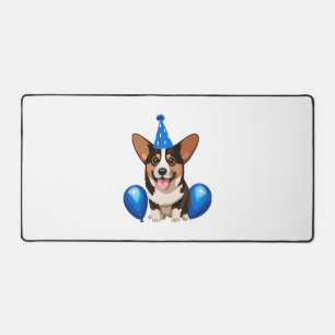 Blue Birthday Puppy Classic T-Shirt Desk Mat