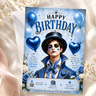 Blue Birthday Stickers Vintage Style Card