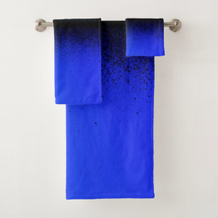 Blue Black Abstract Artwork Bath Towel Set