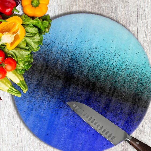 Blue Black Abstract Artwork Cutting Board (Black Dust on Blue Cutting Board by Looly Elzayat
)
