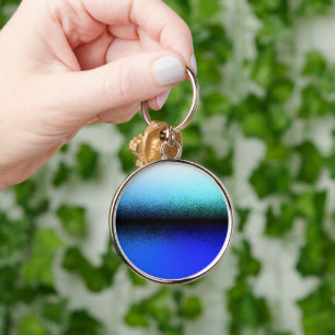 Blue Black Abstract Artwork Key Ring