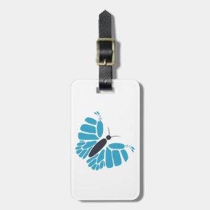 Blue black abstract butterfly flying luggage tags