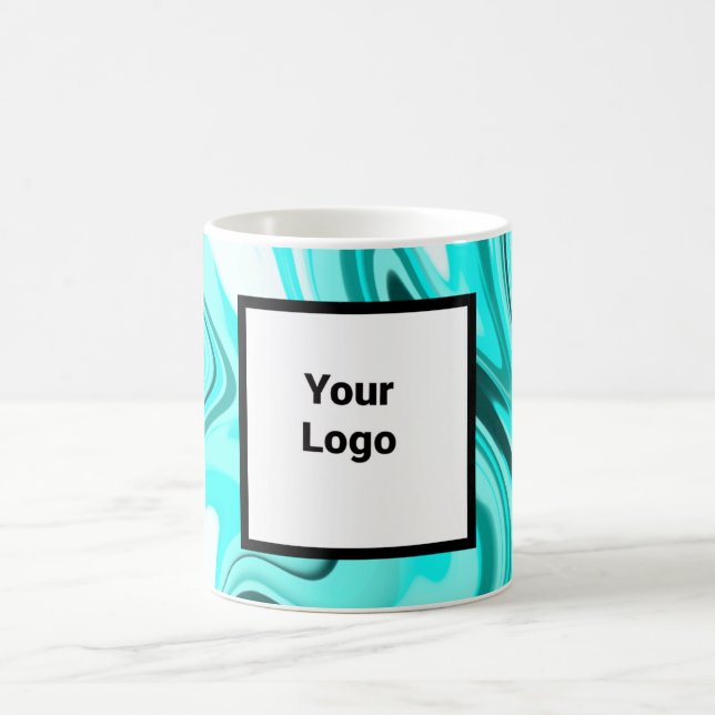 Blue black acrylic pour marble add your logo custo coffee mug (Center)