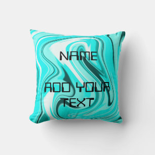 Blue black acrylic pour marble add your logo custo cushion