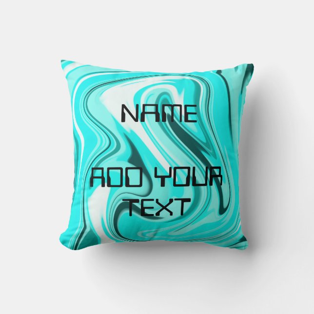 Blue black acrylic pour marble add your logo custo cushion (Front)