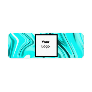 Blue black acrylic pour marble add your logo custo return address label