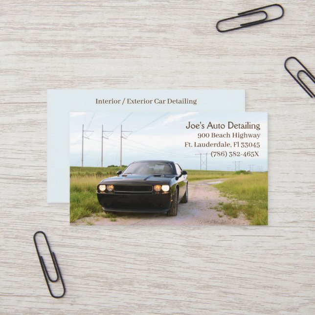 Blue Black American Muscle Car  Business Card (Front/Back In Situ)