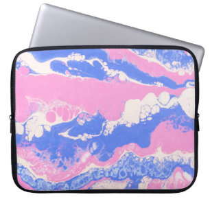 BLUE BLACK AND BROWN ABSTRACT PAINTING LAPTOP SLEEVE