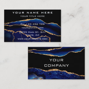 Blue Black and Gold Glitter Custom Business Cards