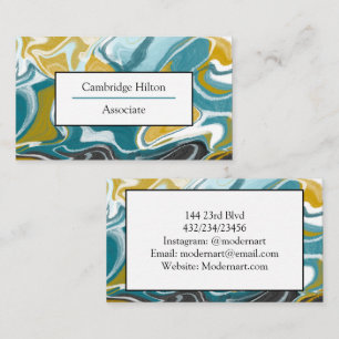 Blue, Black and Gold Marble    Business Card