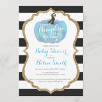 Blue Black and Gold Pumpkin Boy Baby Shower