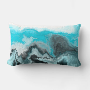 Blue, Black and Grey marble Fluid Art    Lumbar Cushion