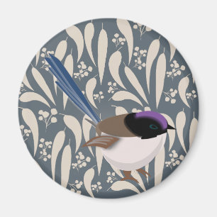 Blue, Black and Purple Fairy Wren Magnet