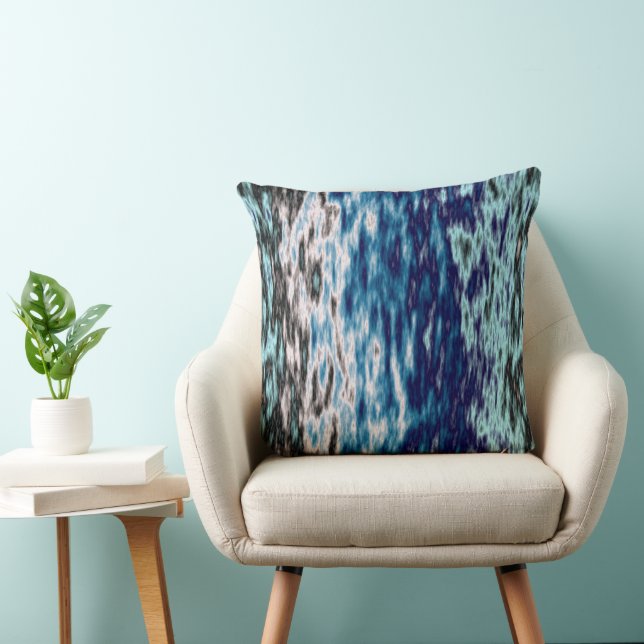 Blue Black and White Abstract Cushion (Chair)