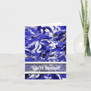 Blue, Black and White Abstract Note Card