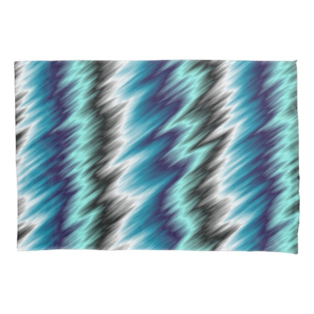 Blue black and white abstract  pillowcase (Front)